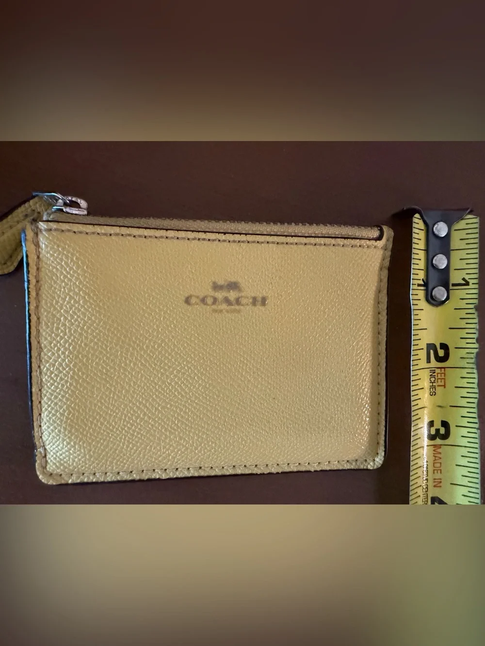 Coach Yellow Leather Zip Card Case